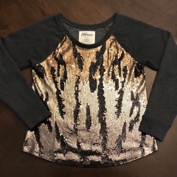 Express Tops - Sequin Front Sweatshirt by Express